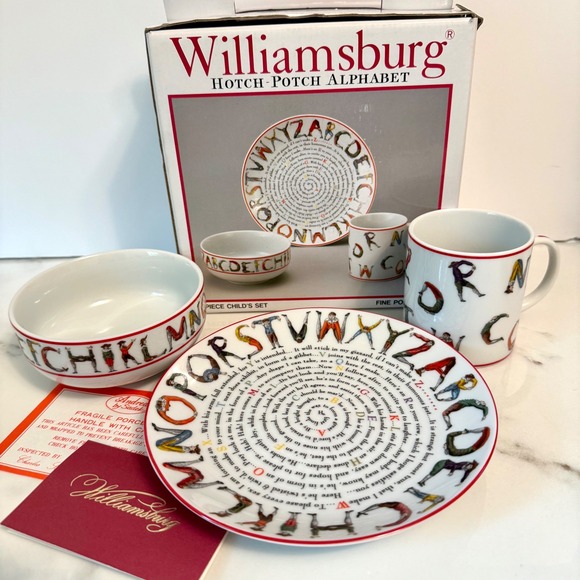 WILLIAMSBURG Hotch-Potch Alphabet 3 Piece Child's Set Porcelain 1995 BRAND NEW - Picture 1 of 12